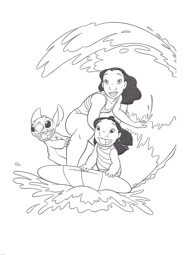 Plansa de colorat cu Lilo si Stitch 2 3